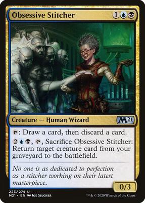 Obsessive Stitcher card from Core Set 2021
