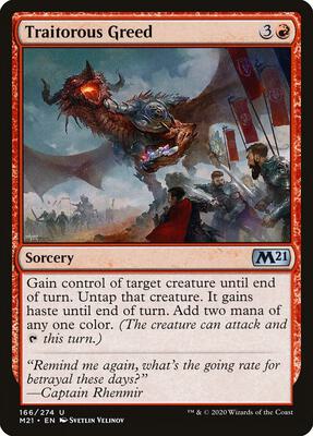 Traitorous Greed card from Core Set 2021
