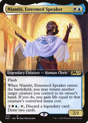 Niambi, Esteemed Speaker (Extended Art) card from Core Set 2021