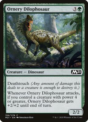 Ornery Dilophosaur card from Core Set 2021