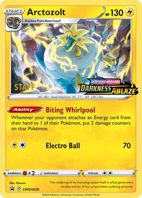 Arctozolt - SWSH036 (Prerelease) [Staff] card from SWSH: Sword & Shield Promo Cards