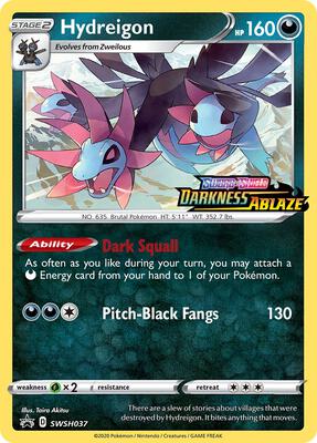 Hydreigon - SWSH037 (Prerelease) card from SWSH: Sword & Shield Promo Cards