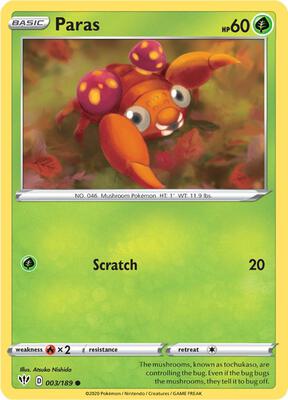 Paras card from SWSH03: Darkness Ablaze