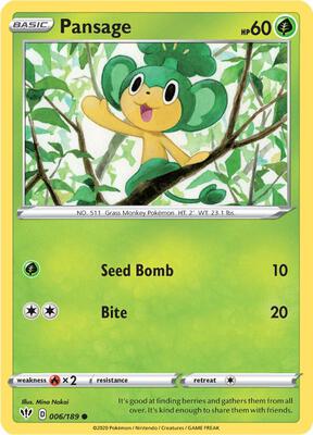 Pansage card from SWSH03: Darkness Ablaze