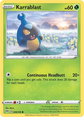 Karrablast card from SWSH03: Darkness Ablaze