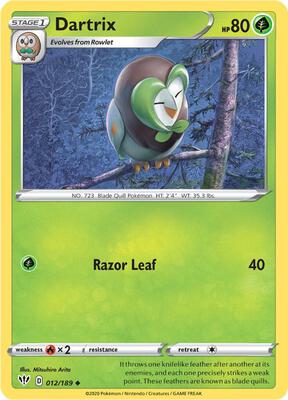 Dartrix card from SWSH03: Darkness Ablaze