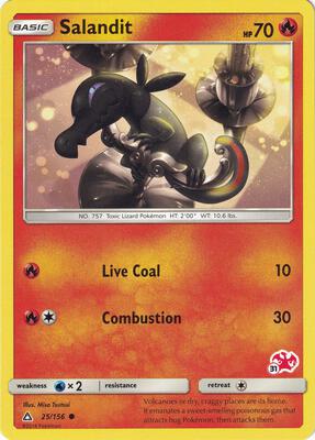 Salandit - 25/156 (#31 Charizard Stamped) card from Battle Academy