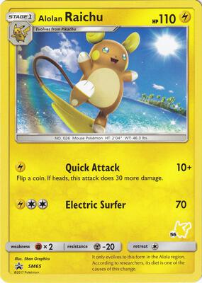 Alolan Raichu - SM65 (#56 Pikachu Stamped) card from Battle Academy