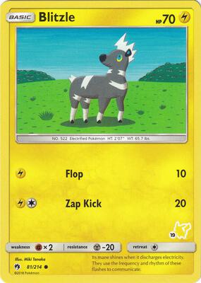 Blitzle - 81/214 (#19 Pikachu Stamped) card from Battle Academy