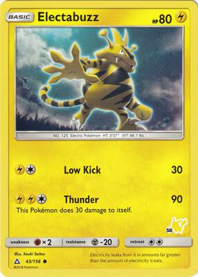 Electabuzz - 43/156 (#58 Pikachu Stamped) card from Battle Academy