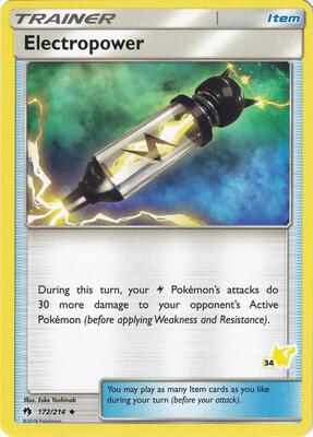 Electropower - 172/214 (#34 Pikachu Stamped) card from Battle Academy