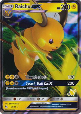 Raichu GX - 20/68 (#60 Pikachu Stamped) card from Battle Academy