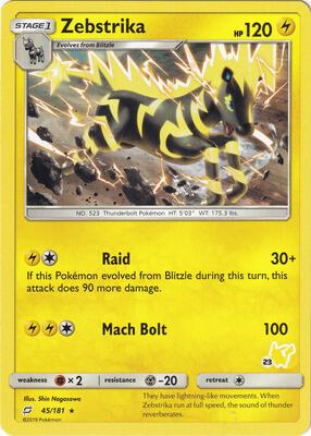 Zebstrika - 45/181 (#23 Pikachu Stamped) card from Battle Academy