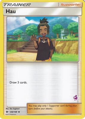 Hau - 120/149 (Mewtwo Stamped) card from Battle Academy