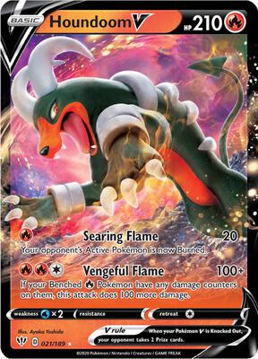 Houndoom V card from SWSH03: Darkness Ablaze