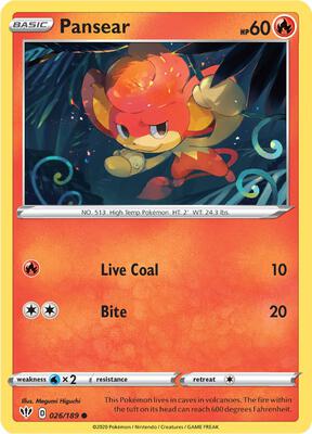 Pansear card from SWSH03: Darkness Ablaze