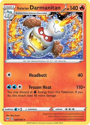 Galarian Darmanitan (28) card from SWSH03: Darkness Ablaze