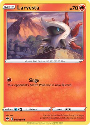 Larvesta card from SWSH03: Darkness Ablaze