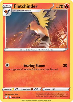 Fletchinder card from SWSH03: Darkness Ablaze