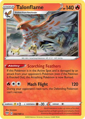 Talonflame card from SWSH03: Darkness Ablaze