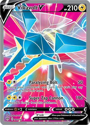 Vikavolt V (Full Art) card from SWSH03: Darkness Ablaze