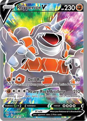 Rhyperior V (Full Art) card from SWSH03: Darkness Ablaze