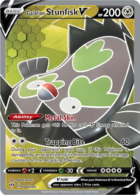 Galarian Stunfisk V (Full Art) card from SWSH03: Darkness Ablaze