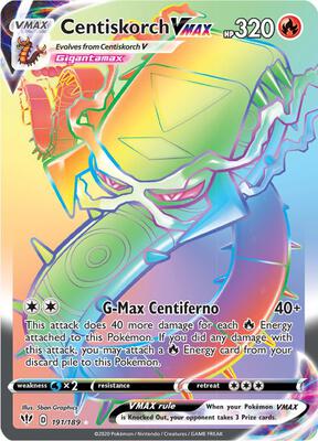 Centiskorch VMAX (Secret) card from SWSH03: Darkness Ablaze