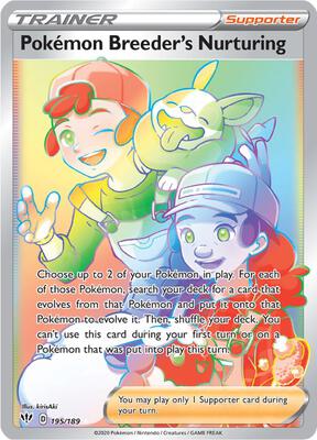 Pokemon Breeder's Nurturing (Secret) card from SWSH03: Darkness Ablaze