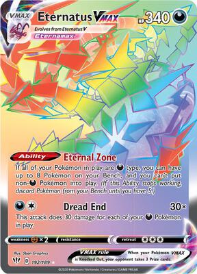 Eternatus VMAX (Secret) card from SWSH03: Darkness Ablaze