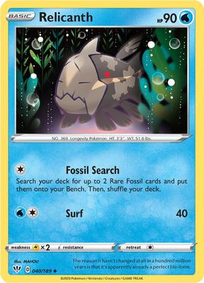 Relicanth card from SWSH03: Darkness Ablaze