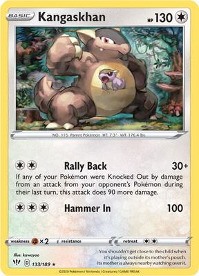 Kangaskhan card from SWSH03: Darkness Ablaze