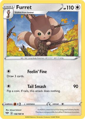 Furret card from SWSH03: Darkness Ablaze