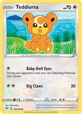 Teddiursa card from SWSH03: Darkness Ablaze