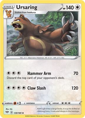 Ursaring card from SWSH03: Darkness Ablaze