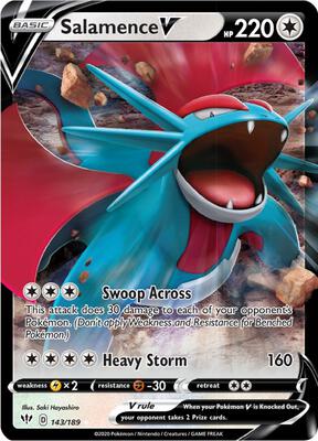 Salamence V card from SWSH03: Darkness Ablaze