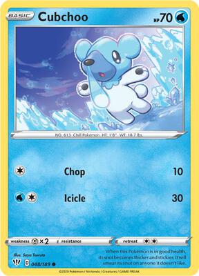 Cubchoo card from SWSH03: Darkness Ablaze