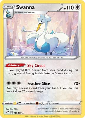 Swanna card from SWSH03: Darkness Ablaze