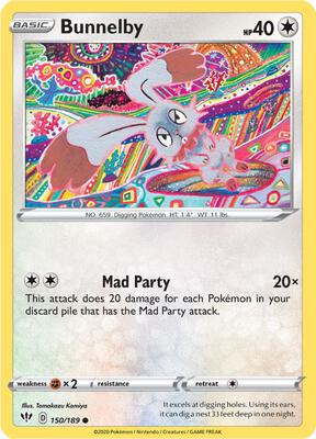 Bunnelby card from SWSH03: Darkness Ablaze