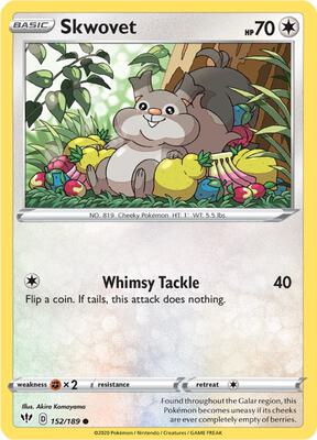Skwovet card from SWSH03: Darkness Ablaze