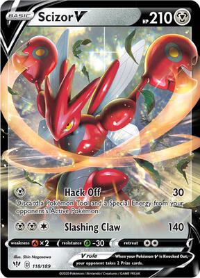 Scizor V card from SWSH03: Darkness Ablaze