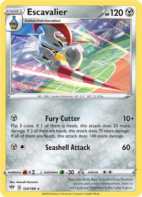 Escavalier card from SWSH03: Darkness Ablaze