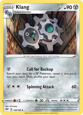 Klang card from SWSH03: Darkness Ablaze
