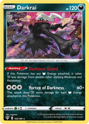 Darkrai card from SWSH03: Darkness Ablaze