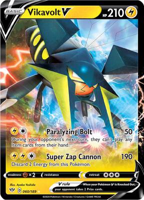 Vikavolt V card from SWSH03: Darkness Ablaze
