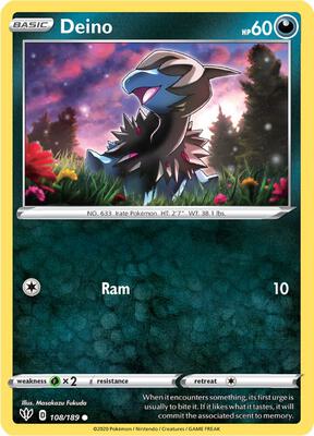 Deino card from SWSH03: Darkness Ablaze