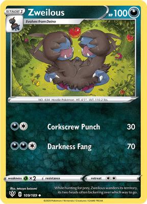 Zweilous card from SWSH03: Darkness Ablaze