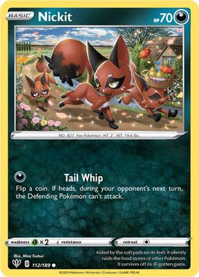 Nickit card from SWSH03: Darkness Ablaze