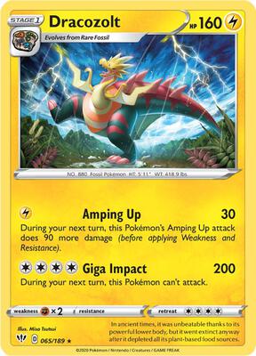 Dracozolt card from SWSH03: Darkness Ablaze