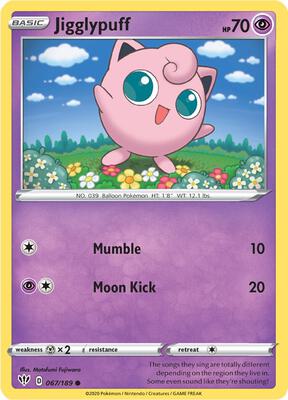 Jigglypuff card from SWSH03: Darkness Ablaze